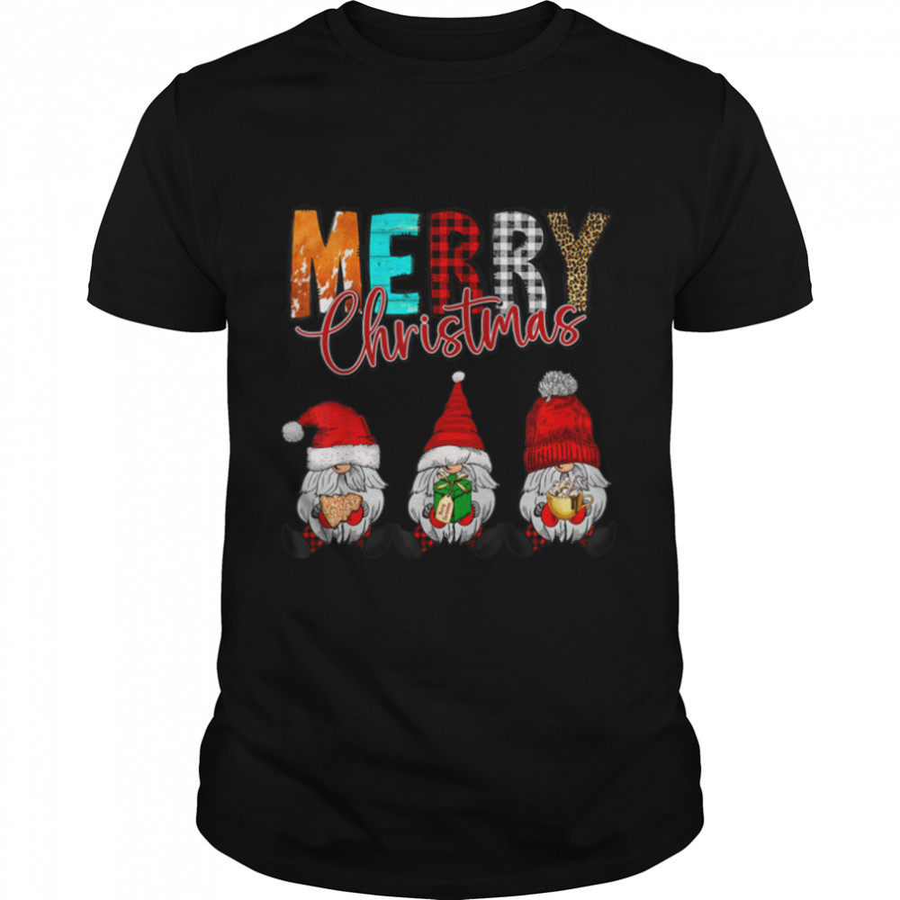 Three Gnomes In Buffalo Plaid Merry Christmas Gnome Xmas T- B0BN1BYGZR Classic Men's T-shirt