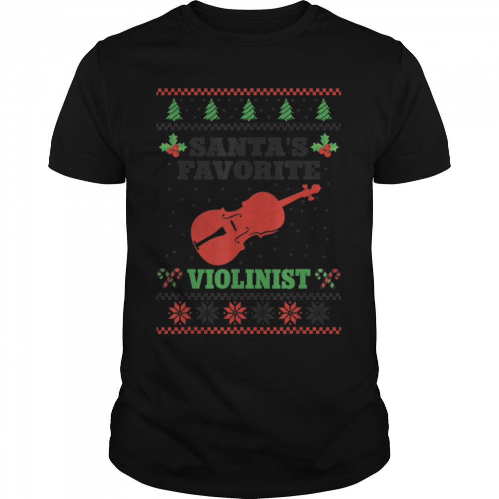 Violin Violinist Christmas Ugly Christmas Sweater Santa's T- B0BN19WBP6 Classic Men's T-shirt