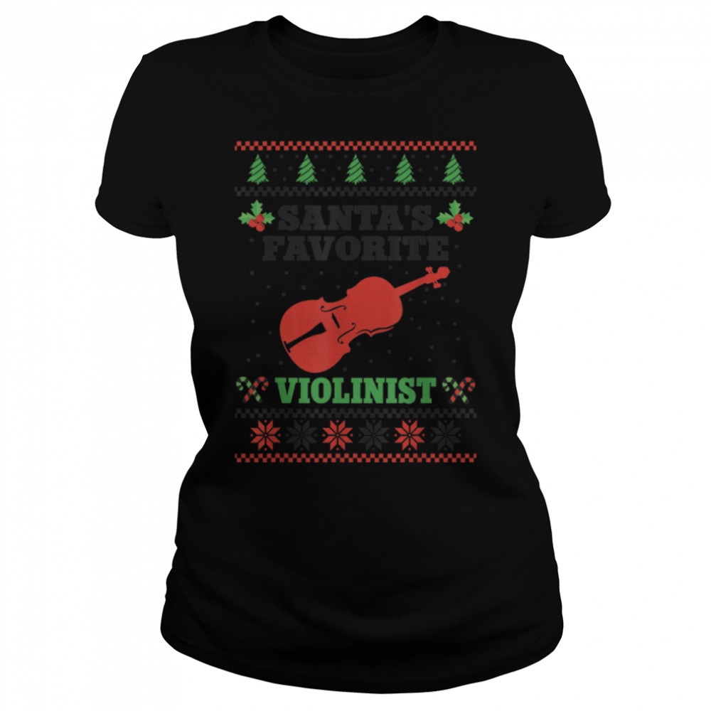 Violin Violinist Christmas Ugly Christmas Sweater Santa's T- B0BN19WBP6 Classic Women's T-shirt