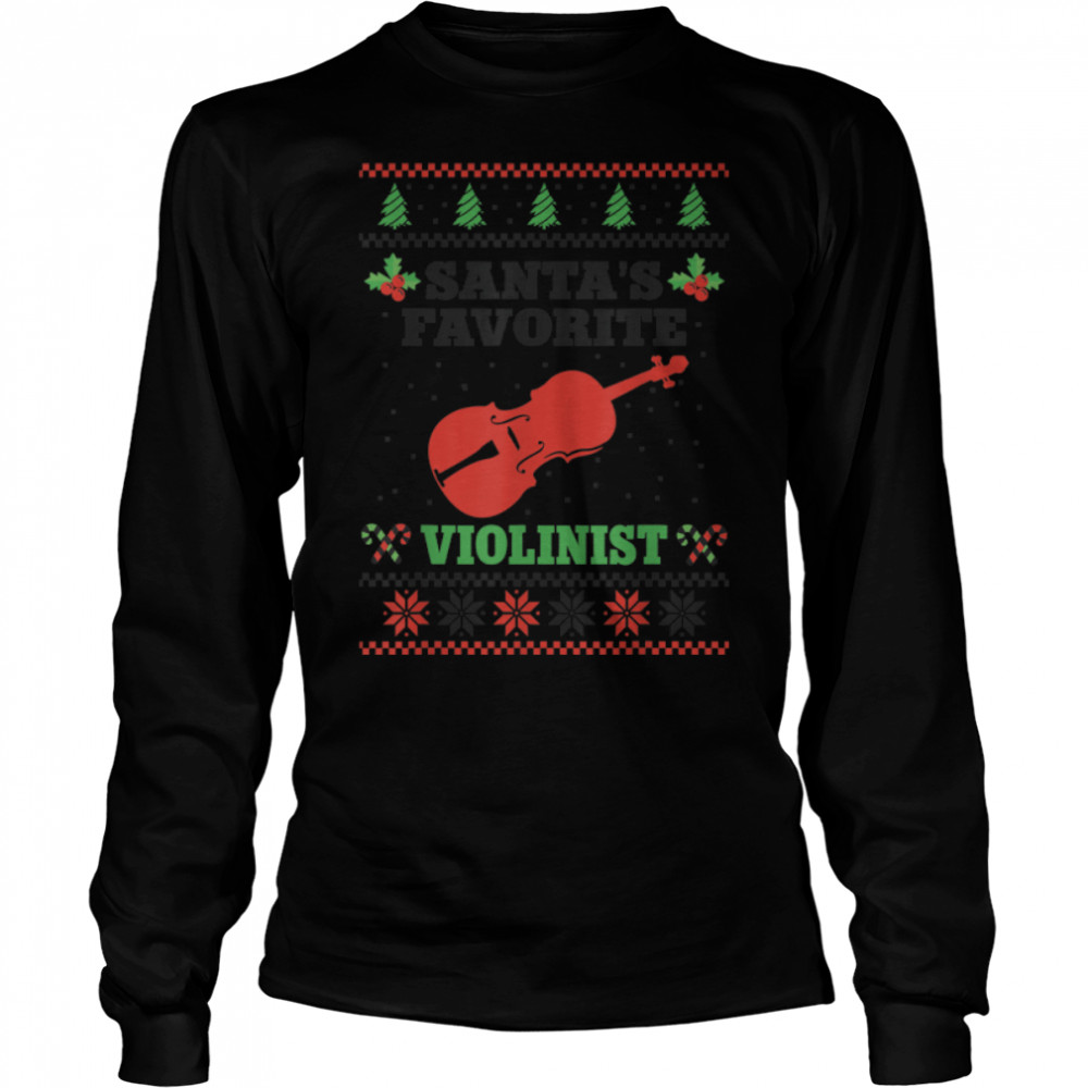 Violin Violinist Christmas Ugly Christmas Sweater Santa's T- B0BN19WBP6 Long Sleeved T-shirt