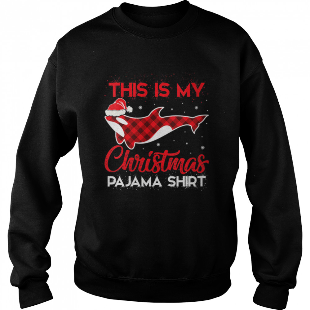 Womens This Is My Christmas Pajama Plaid Orca Santa Hat V-Neck T- B0BMZSZJMB Unisex Sweatshirt