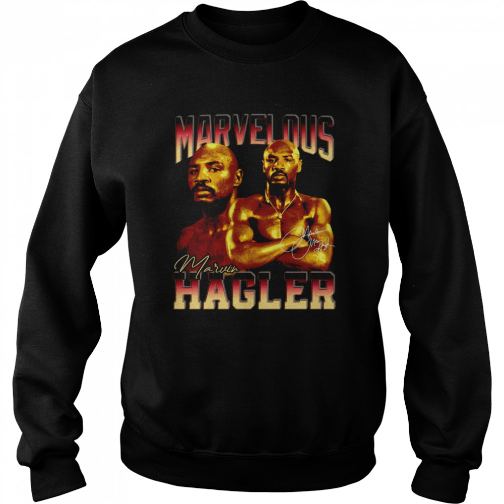 Boxing Legend Signature Vintage Retro 80s Marvelous Marvin Hagler shirt Unisex Sweatshirt