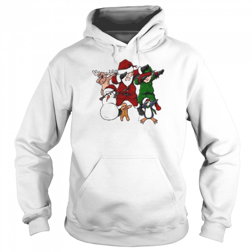 christmas dabbing Santa Elf and Xmas friends shirt Unisex Hoodie