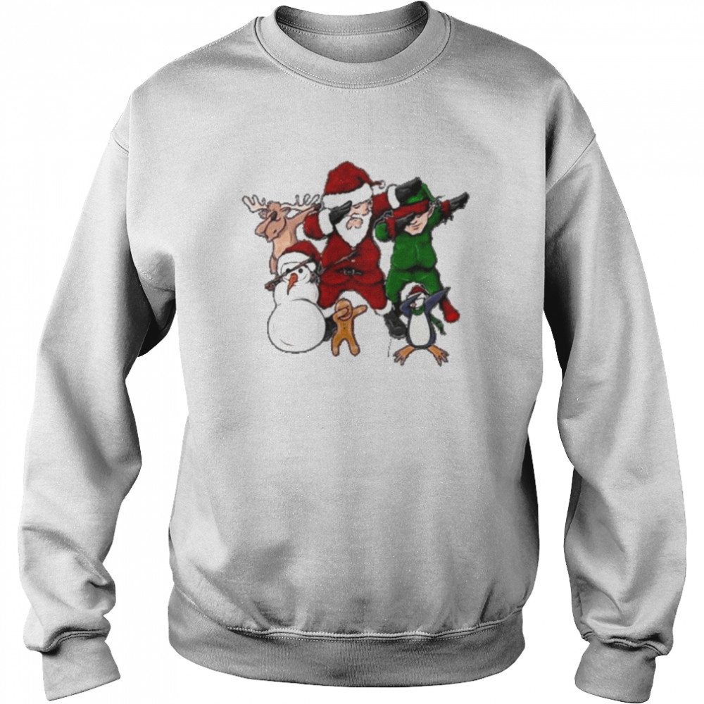 christmas dabbing Santa Elf and Xmas friends shirt Unisex Sweatshirt