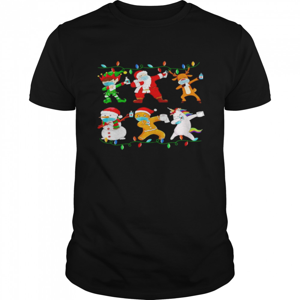 christmas dabbing Santa Elf friends Christmas lights shirt Classic Men's T-shirt