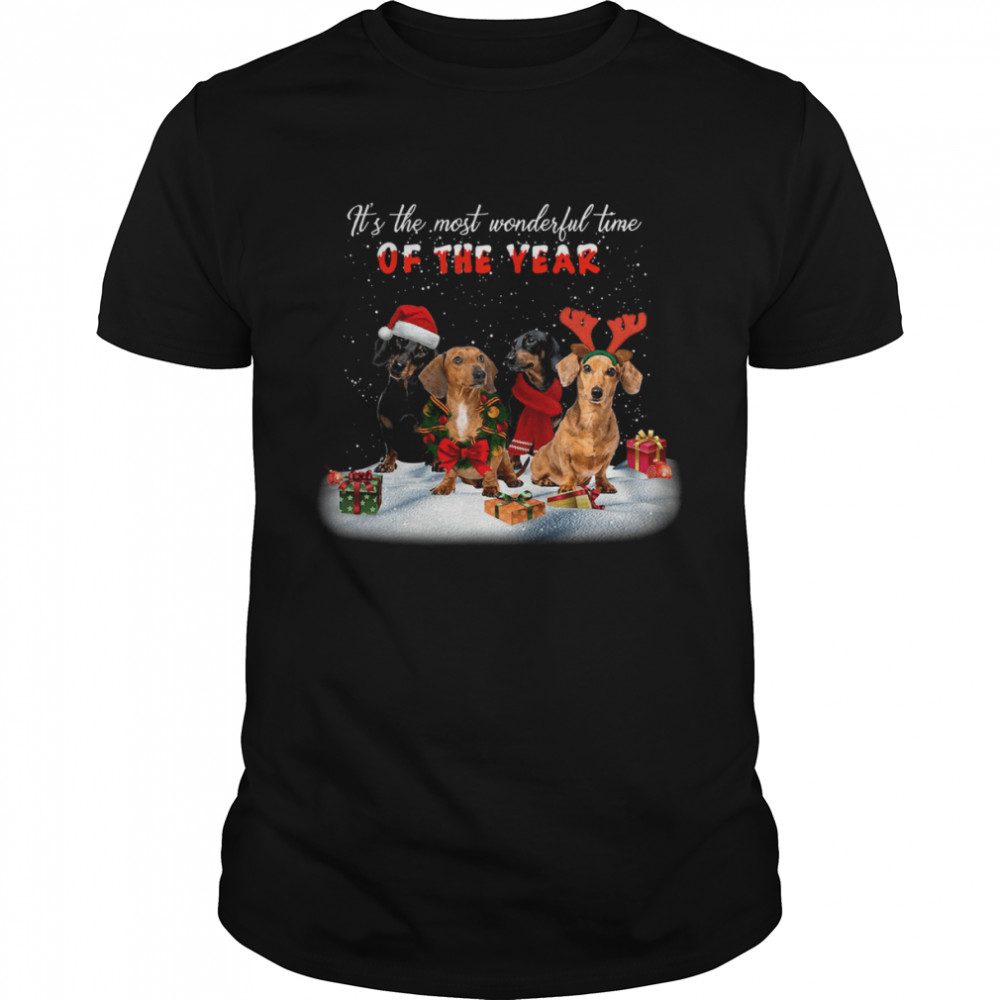Dachshunds It’s The Most Wonderful Time Of The Year Merry Christmas Gift shirt Classic Men's T-shirt