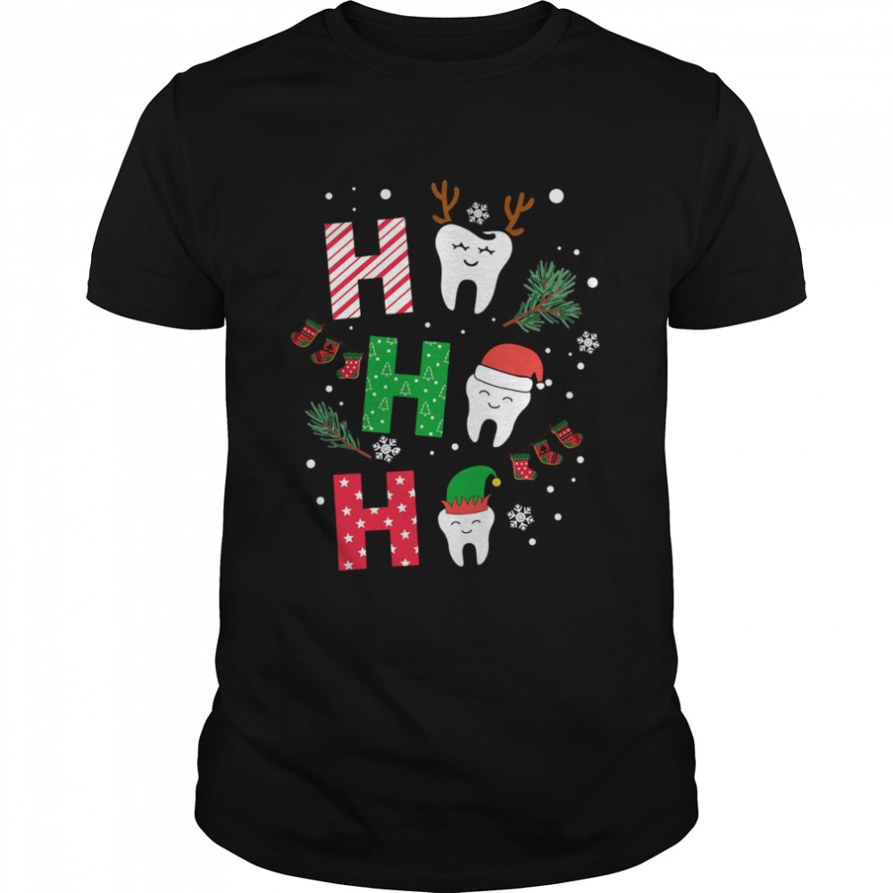Dental Ho Ho Ho Reindeer Santa Elf Merry Christmas shirt Classic Men's T-shirt