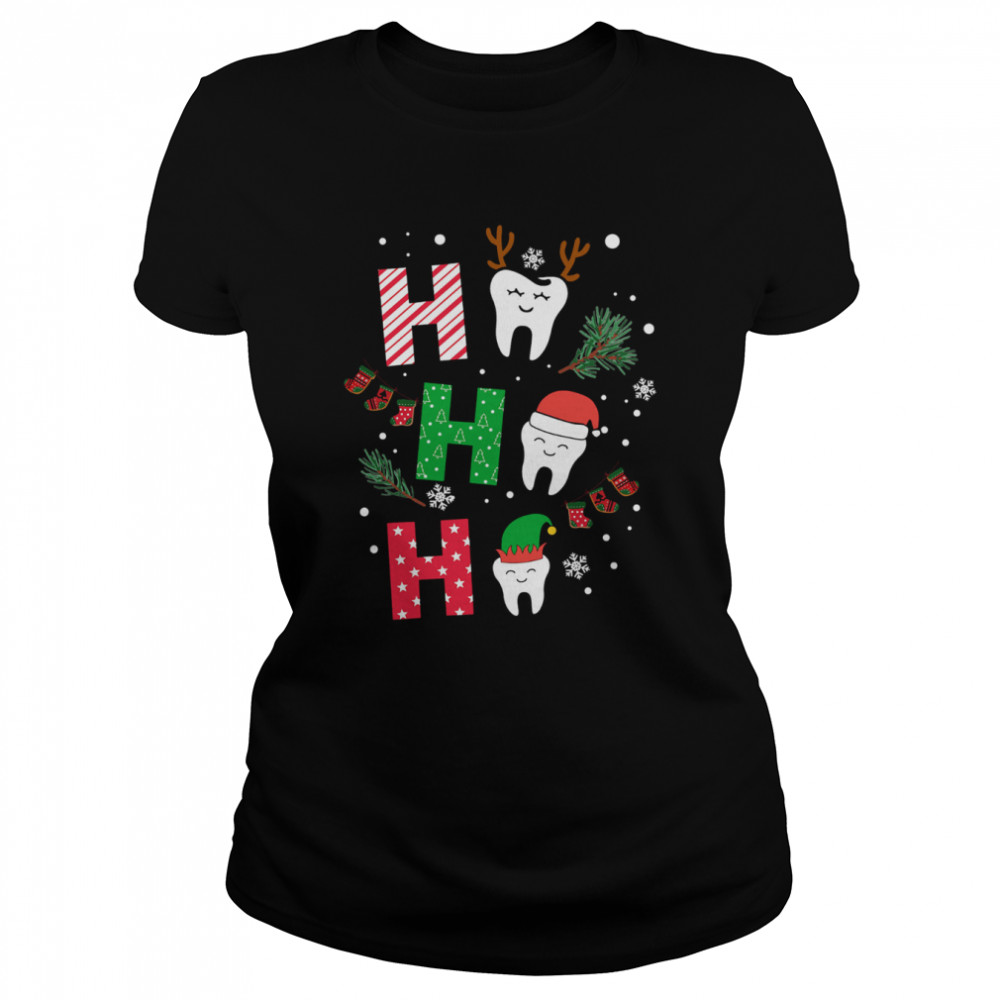 Dental Ho Ho Ho Reindeer Santa Elf Merry Christmas shirt Classic Women's T-shirt