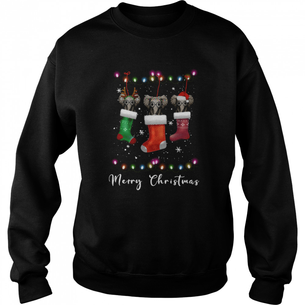 Elephant Santa Hat Sock Merry Christmas Light shirt Unisex Sweatshirt