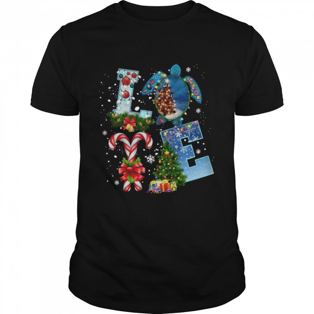 Love Turtle Merry Christmas Tree Gift Light shirt Classic Men's T-shirt
