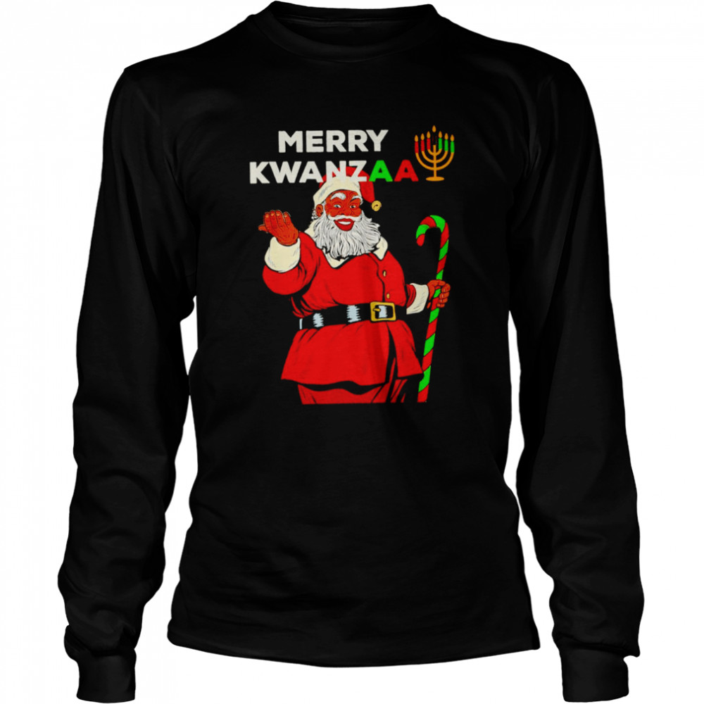 Merry Kwanzaa Santa Black Christmas shirt Long Sleeved T-shirt