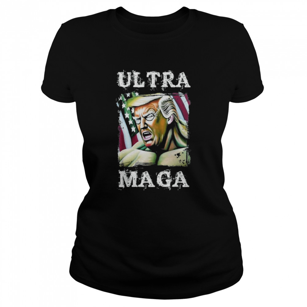Pro Trump 2024 Election USA Flag Proud Anti Biden Political T- Classic Women's T-shirt