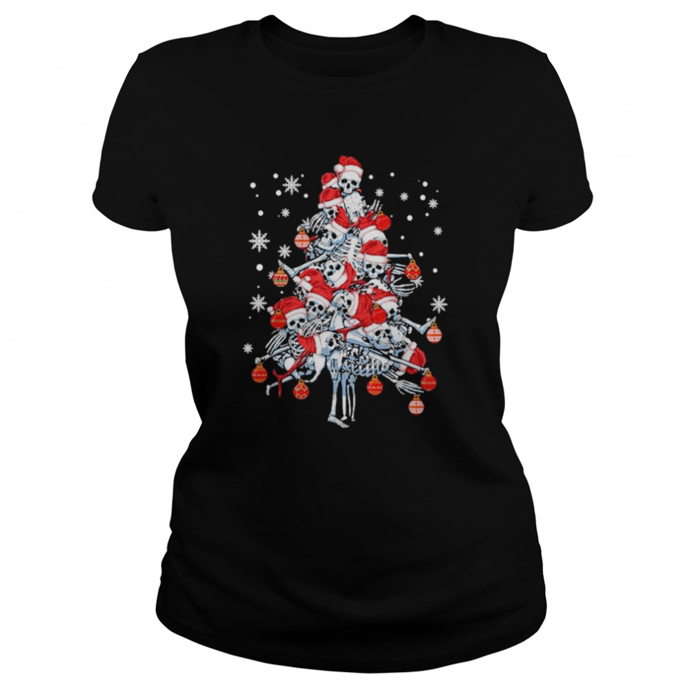 Santa Skeleton 2022 Merry Christmas Tree sweater Classic Women's T-shirt