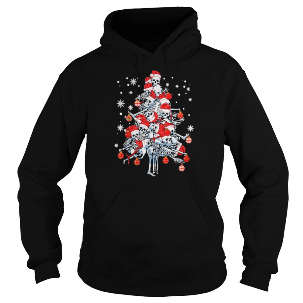 Santa Skeleton 2022 Merry Christmas Tree sweater Unisex Hoodie