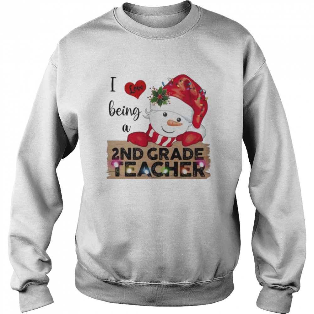 Santa Snowman I love being a 2nd Grade Teacher Merry Christmas 2022 shirt Unisex Sweatshirt