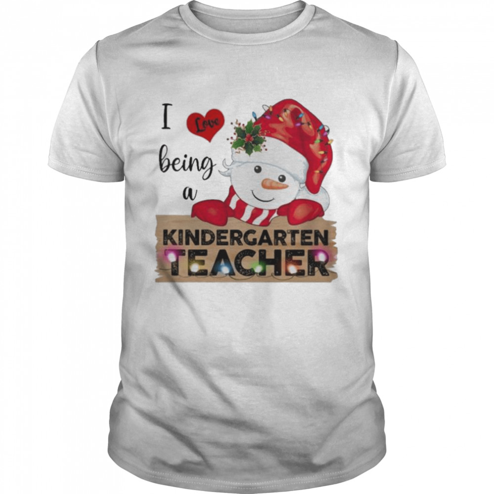 Santa Snowman I love being a Kindergarten Teacher Merry Christmas 2022 shirt Classic Men's T-shirt