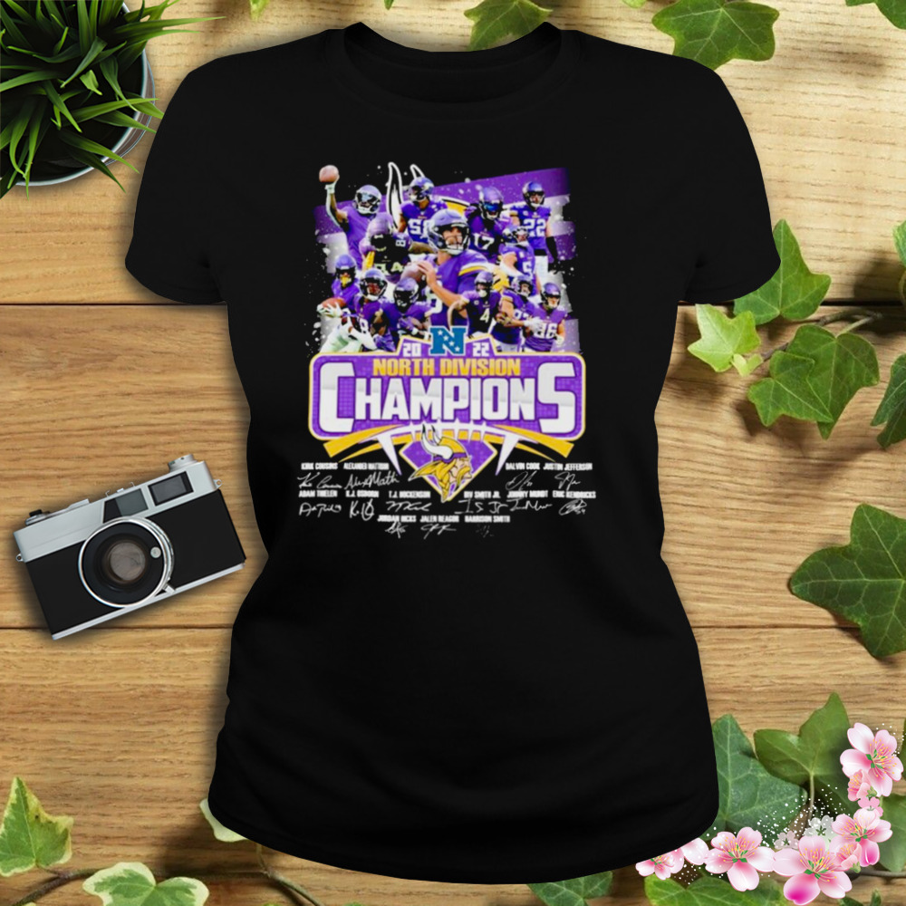 Minnesota Vikings 2022 NFC North Champions signatures shirt