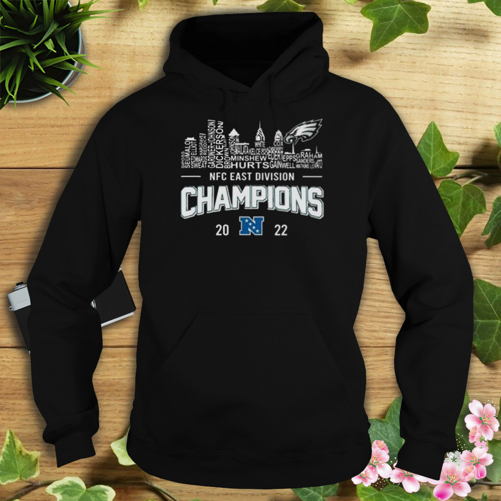 Philadelphia Eagles Player Names Skyline Nfc East Division Champions 2022  shirt, hoodie, sweater and long sleeve