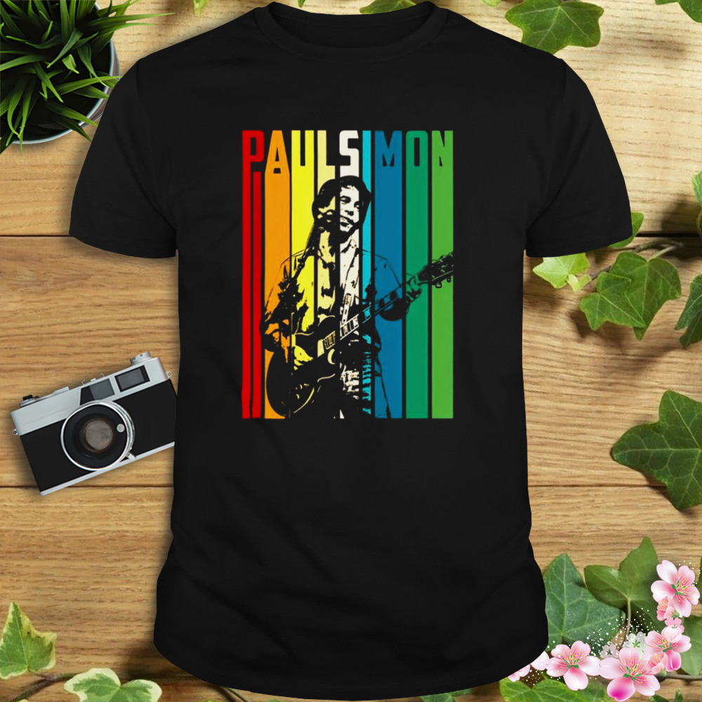 Retro Colored Paul Simon Playing Guitar shirt