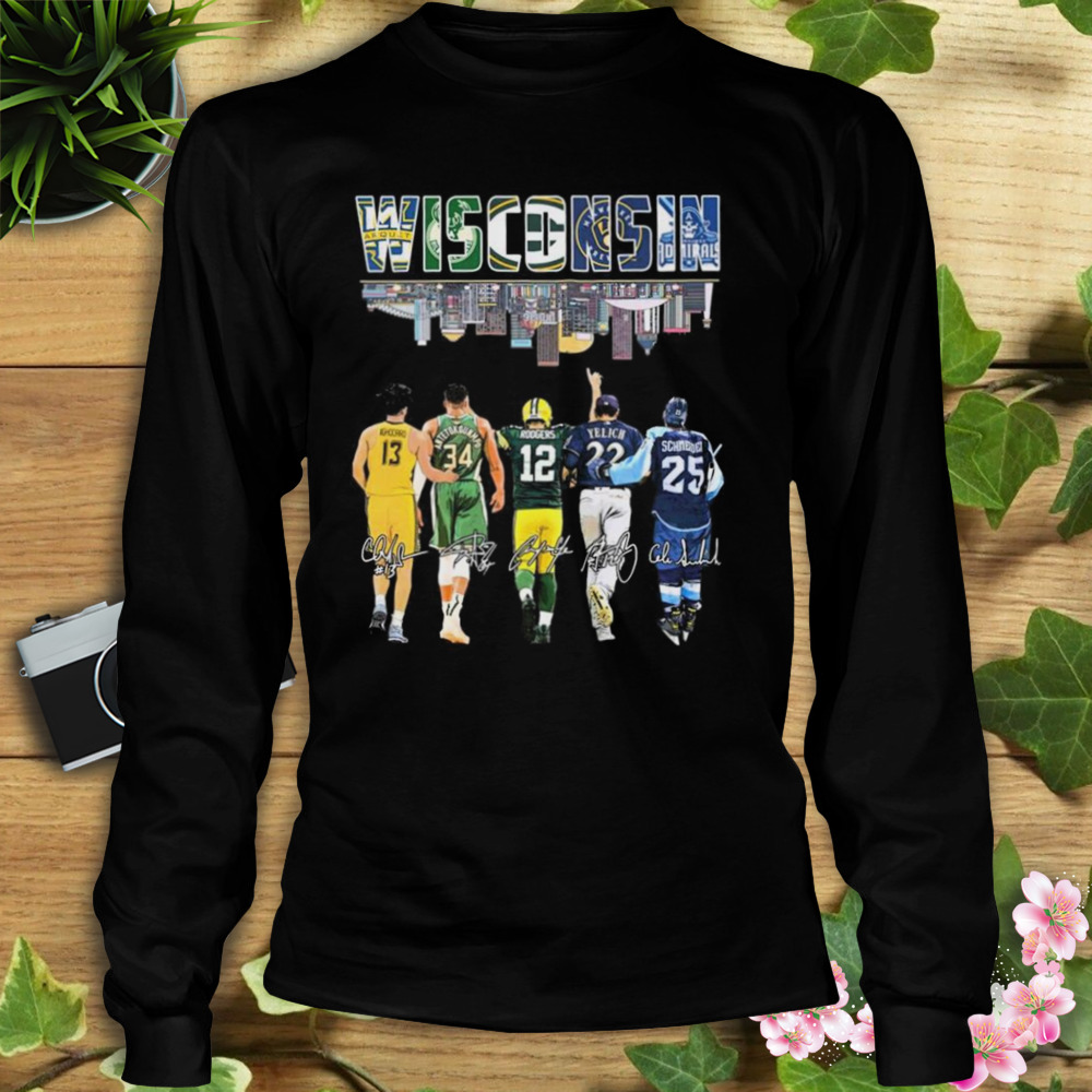Wisconsin Ighodaro Antetokounmpo Rodgers Yelich Signatures Shirt 3 Longsleeve tshirt