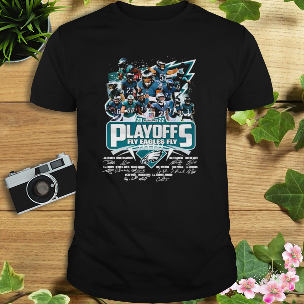 Philadelphia Eagles 2022 NFL Playoff Fly Eagles Fly Signatures Shirt