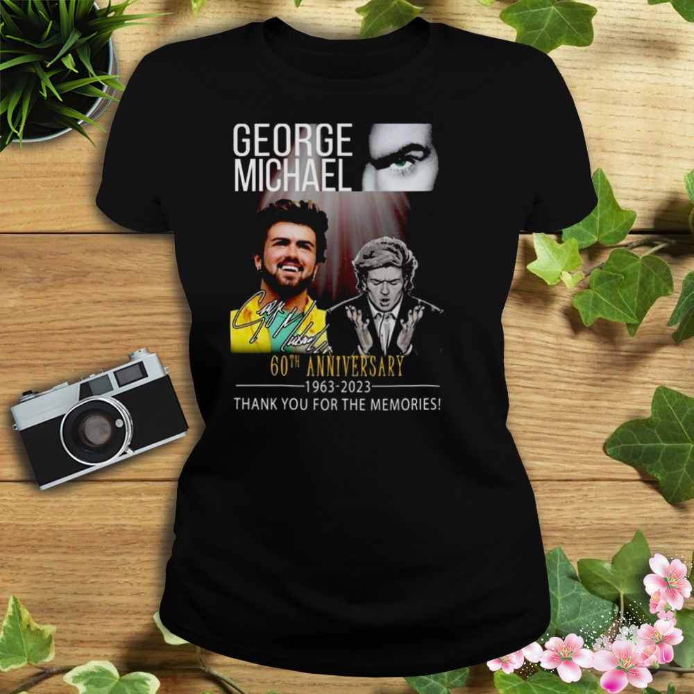 George Michael 60th Anniversary 1963 – 2023 Thank You For The Memories Signature Shirt 2 Women's tshirt