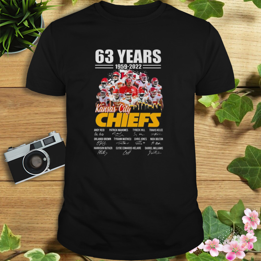 63 years 1959-2022 Kansas City Chiefs team football signatures shirt