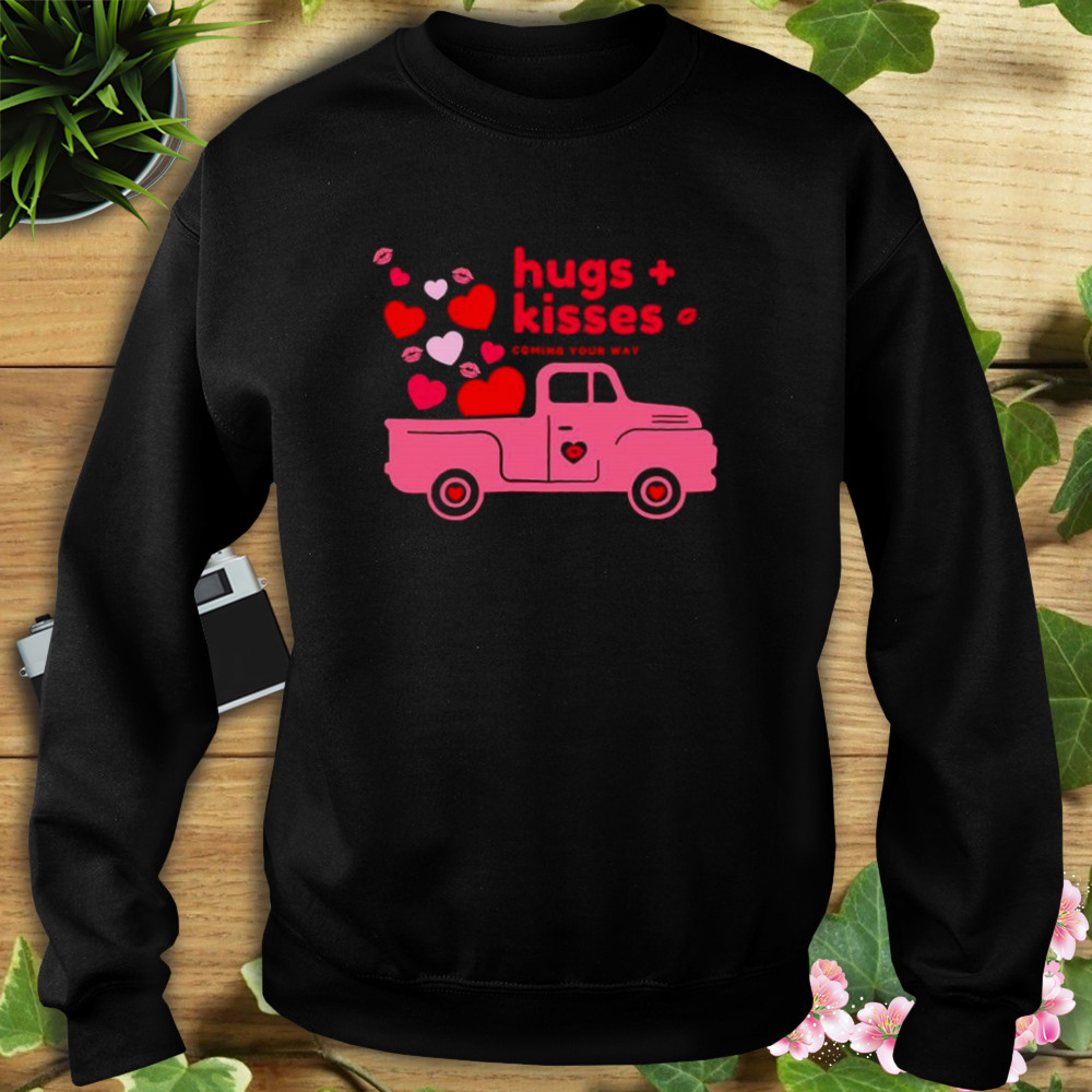 hugs and kisses pink truck with hearts and kisses Happy Valentine’s Day shirt 5 Sweat tshirt