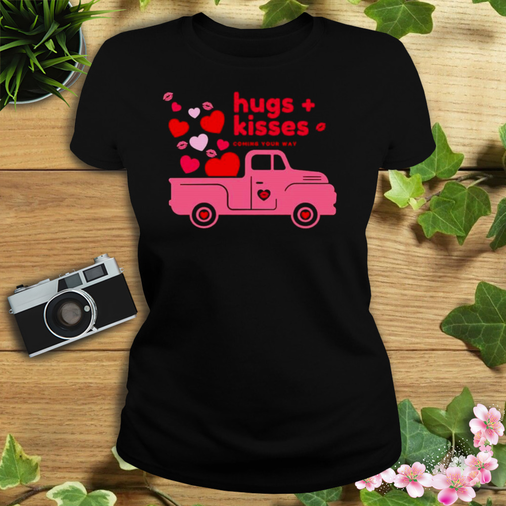hugs and kisses pink truck with hearts and kisses Happy Valentine’s Day shirt 2 Women's tshirt