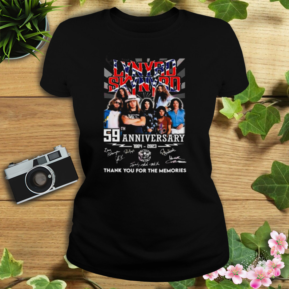 59th Anniversary 1964 – 2023 Lynyrd Skynyrd Thank You For The Memories Signatures Shirt 2 Women's tshirt