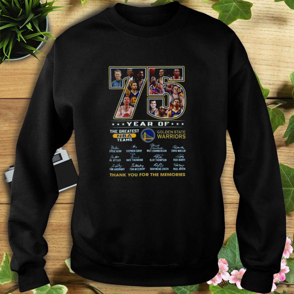 77 Years Of 1946 – 2023 Golden State Warriors Thank You For The Memories Signatures Shirt 5 Sweat tshirt