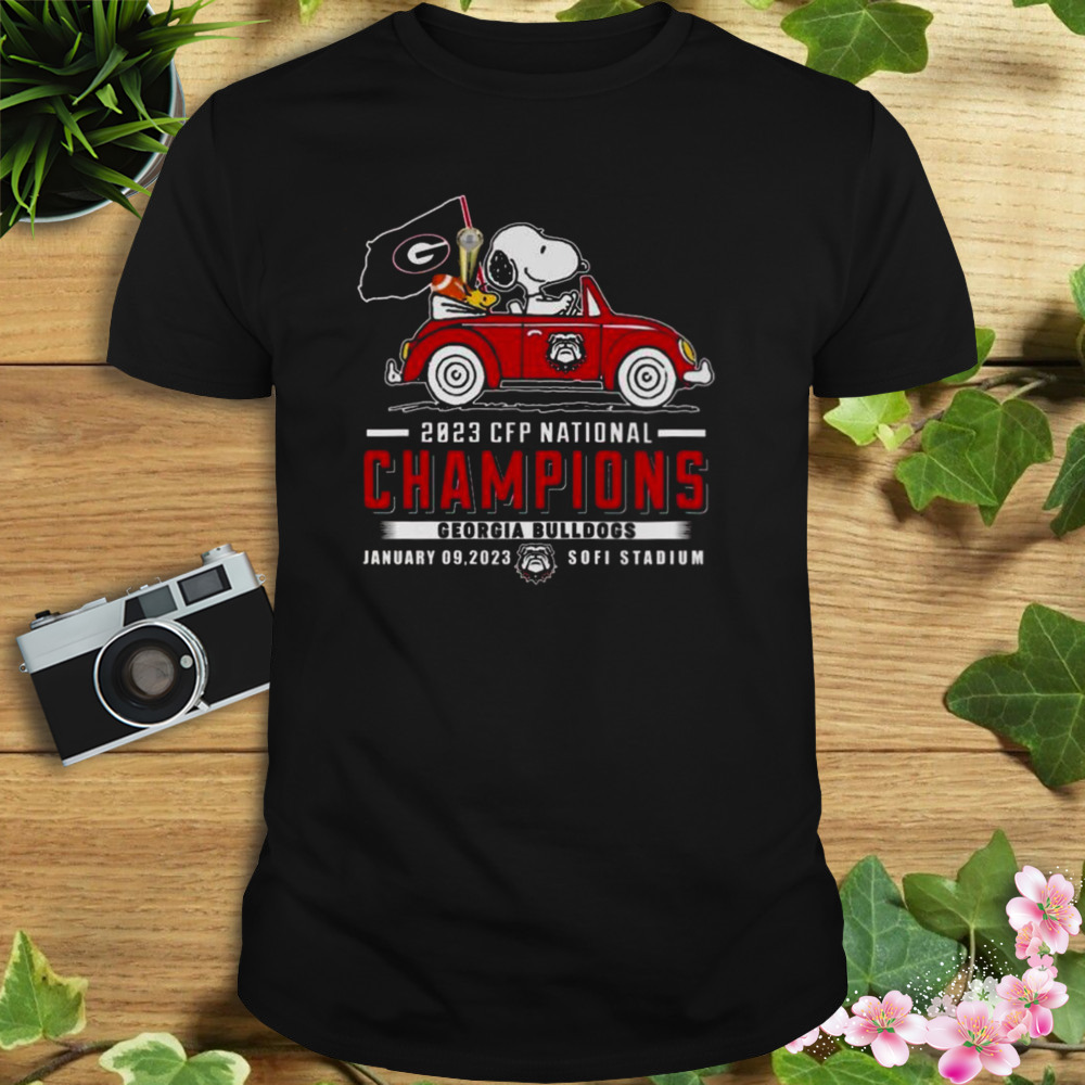 Georgia Bulldogs Snoopy And Woodstock Diver Car 2023 CFP National Champions shirt 1 Unisex tshirt