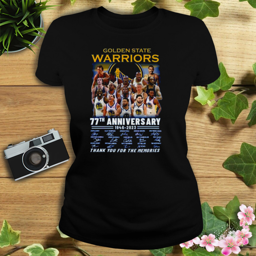 Golden State Warriors 77th Anniversary 1946 – 2023 Thank You For The Memories Signatures Shirt 2 Women's tshirt