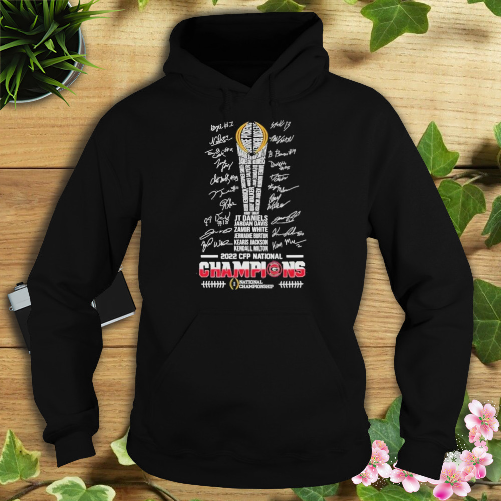 Georgia Bulldogs Team Name 2022 CFP National Champions Signatures Cup Shirt 4 Hoodie tshirt
