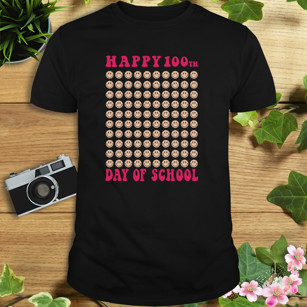 Happy 100th day of school smile faces teacher 100th day of school T-shirt