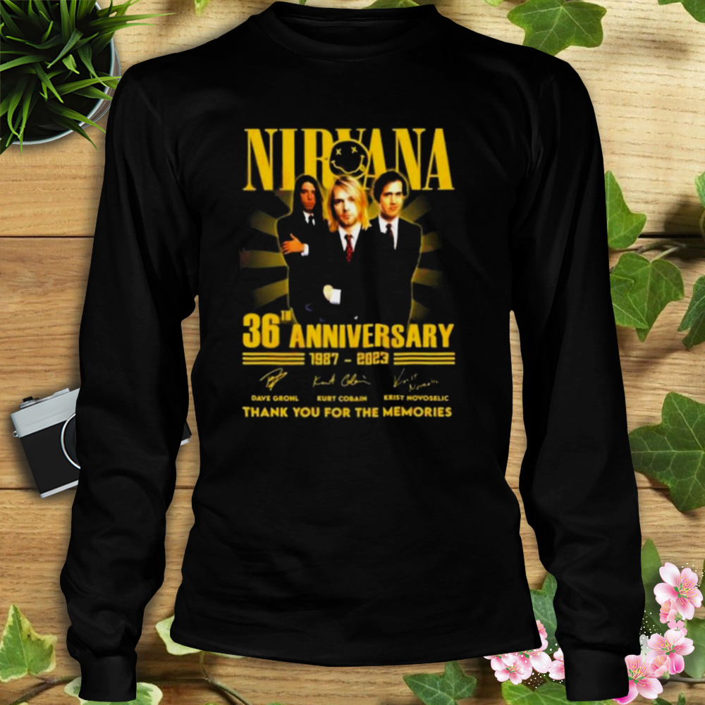 Nirvana 36th Anniversary 1987-2023 Thank You For The Memories Signatures Shirt 3 Longsleeve tshirt