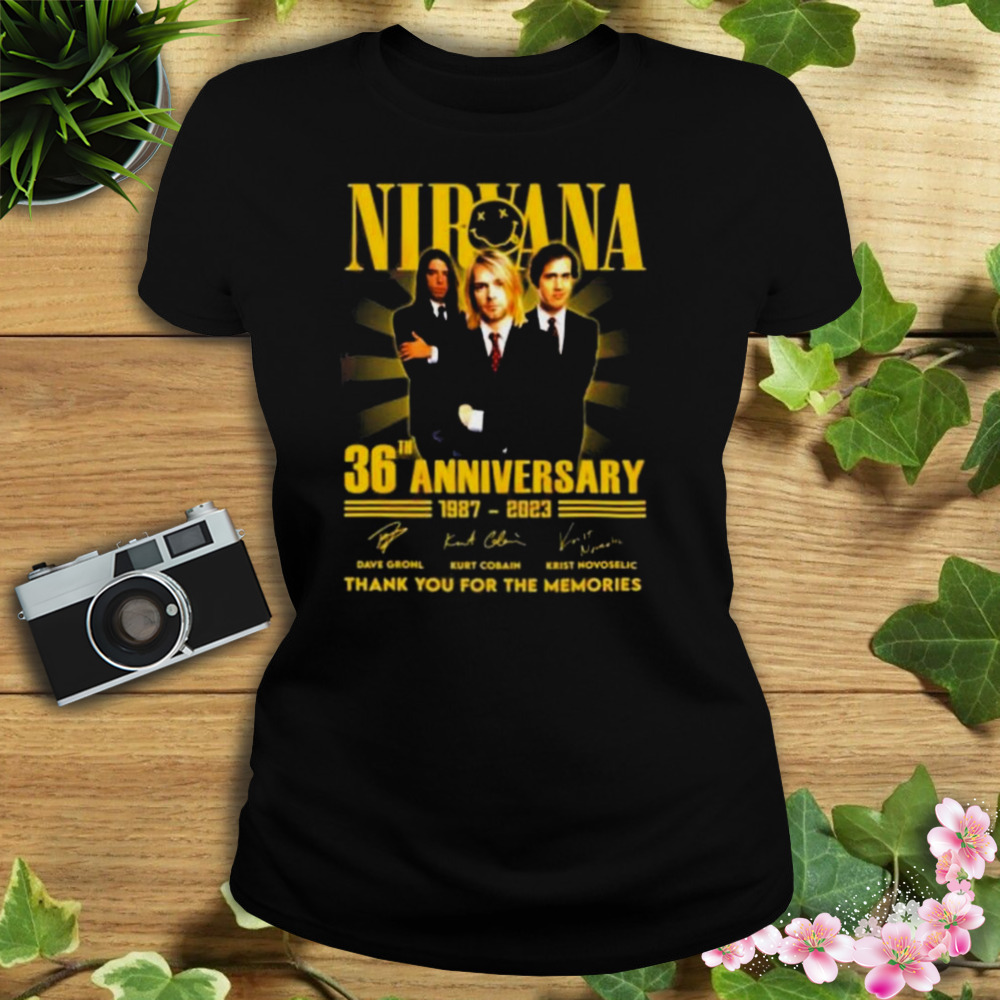 Nirvana 36th Anniversary 1987-2023 Thank You For The Memories Signatures Shirt 2 Women's tshirt