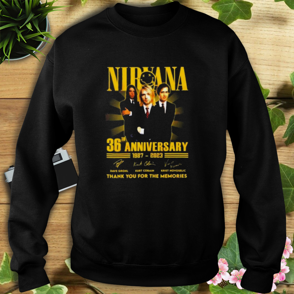 Nirvana 36th Anniversary 1987-2023 Thank You For The Memories Signatures Shirt 5 Sweat tshirt