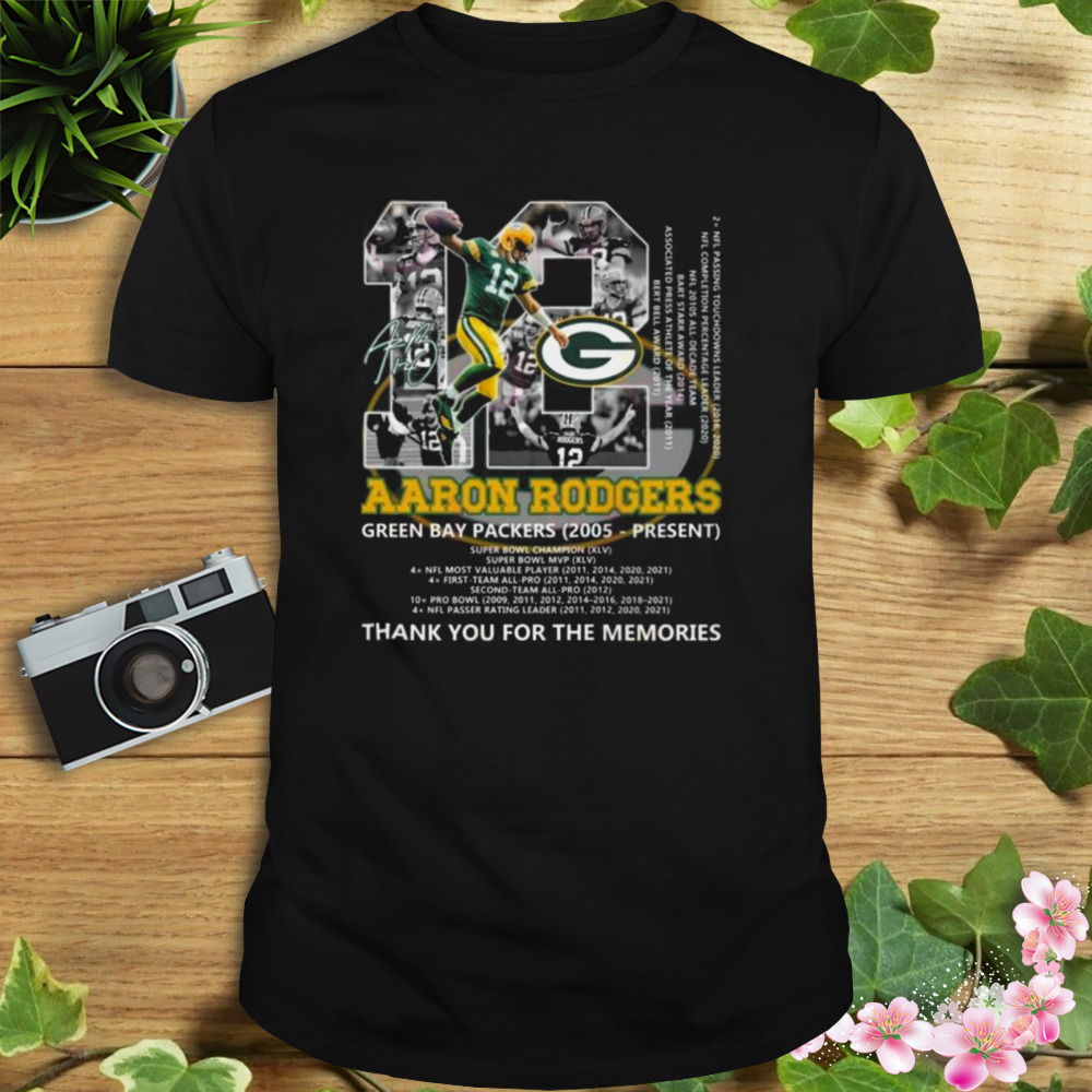 Aaron Rodgers 12 Green Bay Packers 2005 – Present Thank You For The Memories Signature Shirt 1 Unisex tshirt