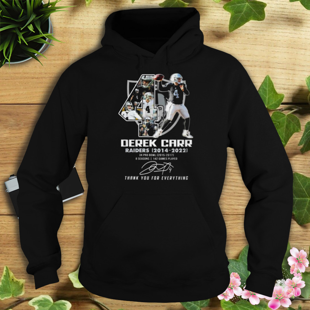Derek Carr Raiders 2014 – 2022 Thank You For Everything Signature Shirt 4 Hoodie tshirt