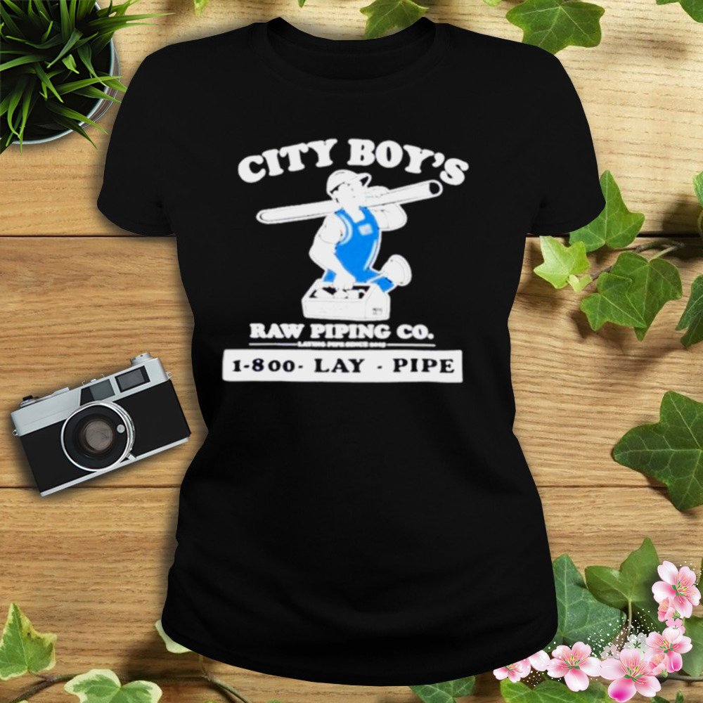 city boy’s raw piping co laying pipe shirt 2 Women's tshirt