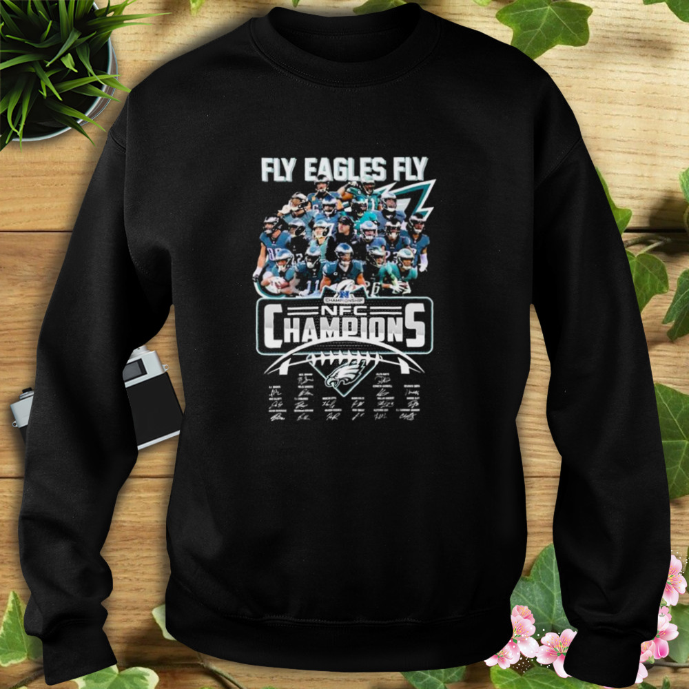 Fly Eagles Fly 2022 2023 NFC Champions Philadelphia Eagles Signatures Shirt  - Bring Your Ideas, Thoughts And Imaginations Into Reality Today