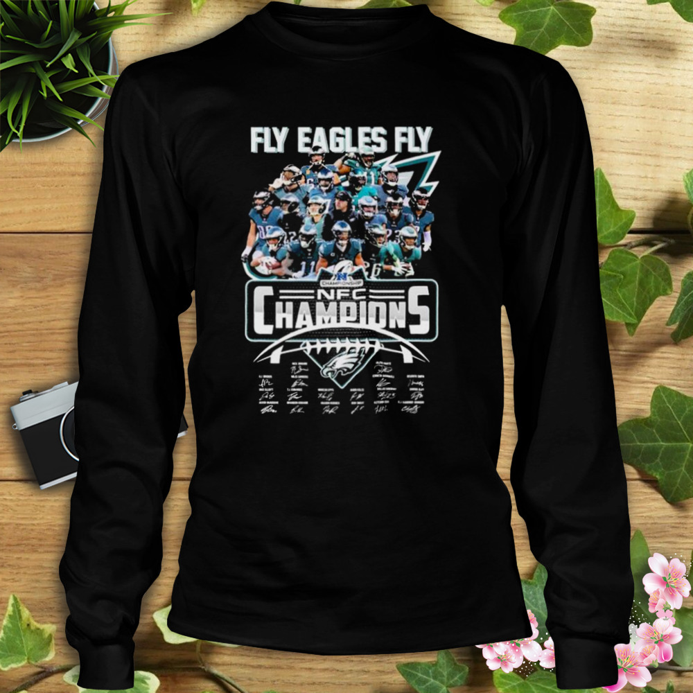 Fly Eagles Fly 2022 2023 NFC Champions Philadelphia Eagles Signatures Shirt  - Bring Your Ideas, Thoughts And Imaginations Into Reality Today