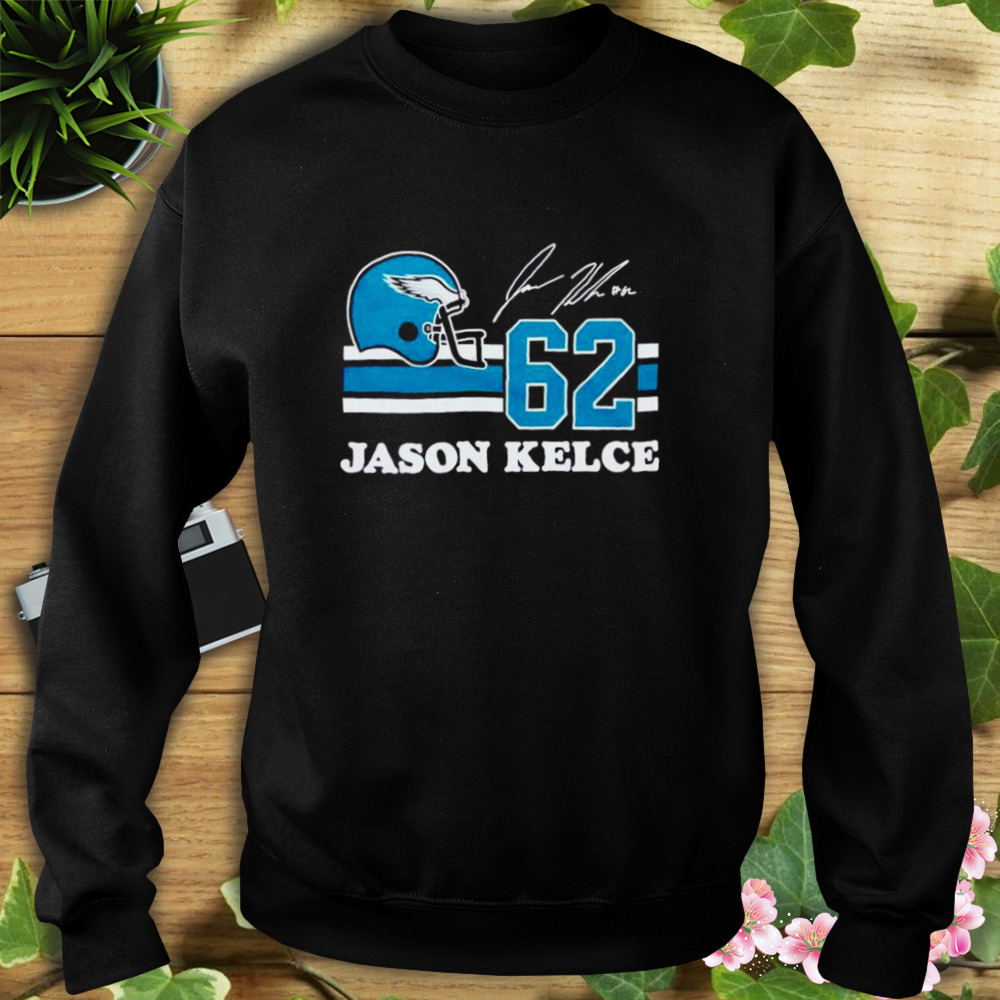 Philadelphia Eagles Jason Kelce 62 helmet and signature t-shirt - Yesweli