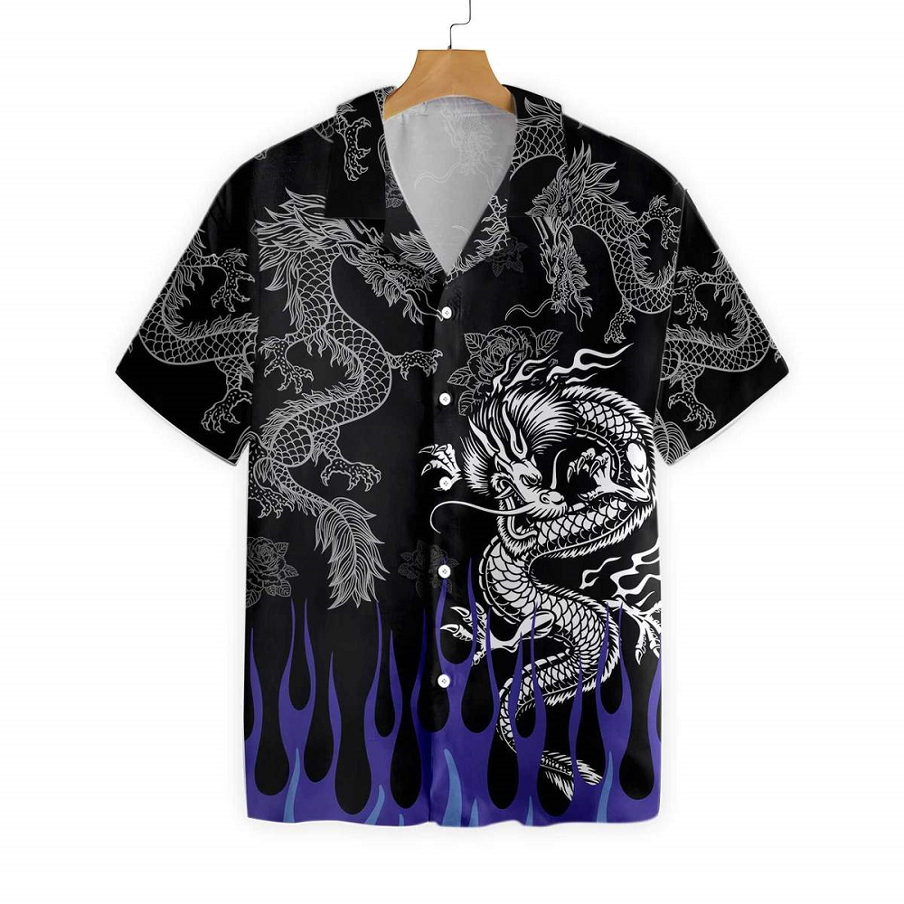 Dragon With Blue Flame 3D All Over Printed Hawaiian Shirt