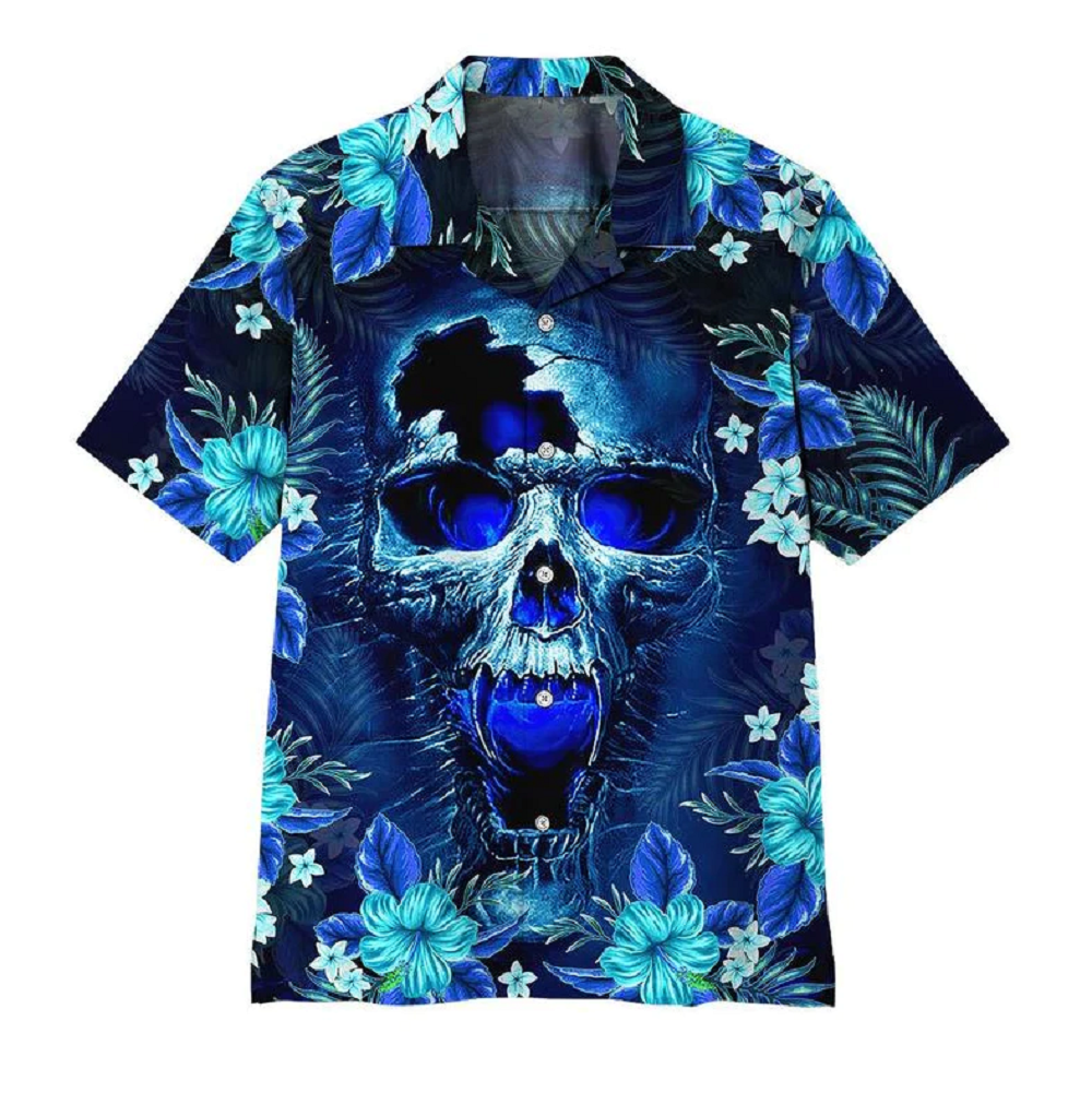 Skull Blue Hawaiian Shirt