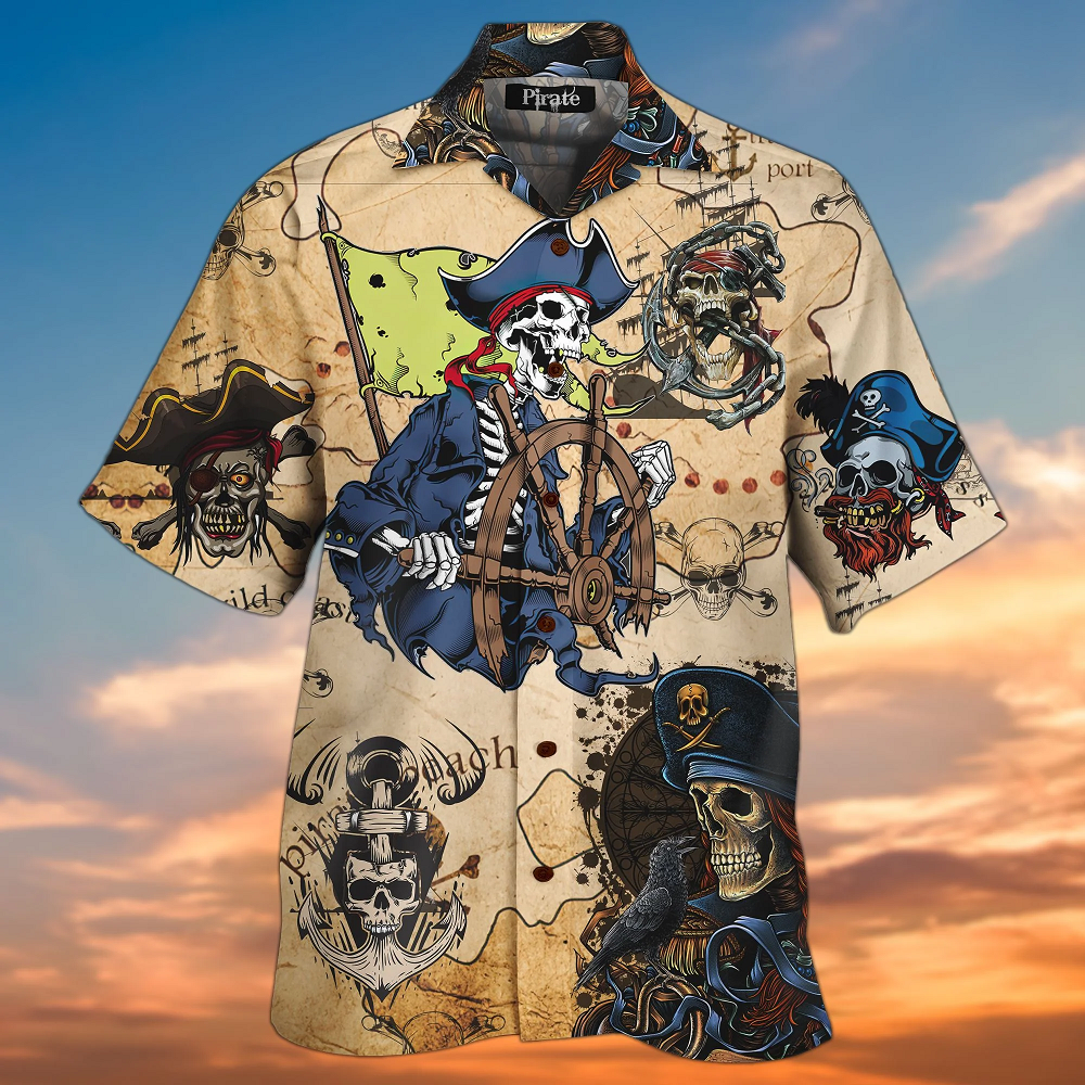 Skull Pirate 3D All Over Printed Hawaiian Shirt