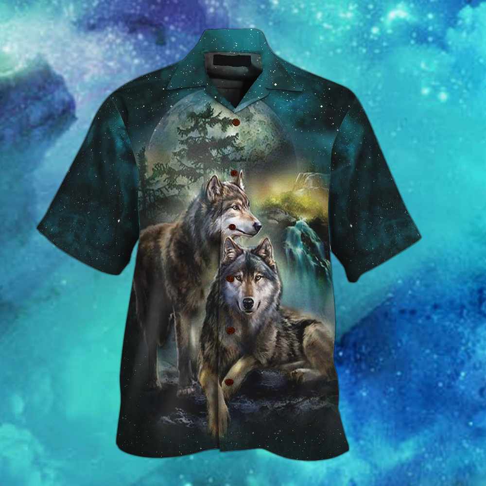 Wolf Beautiful Night 3D All Over Printed Combo Hawaiian Shirt