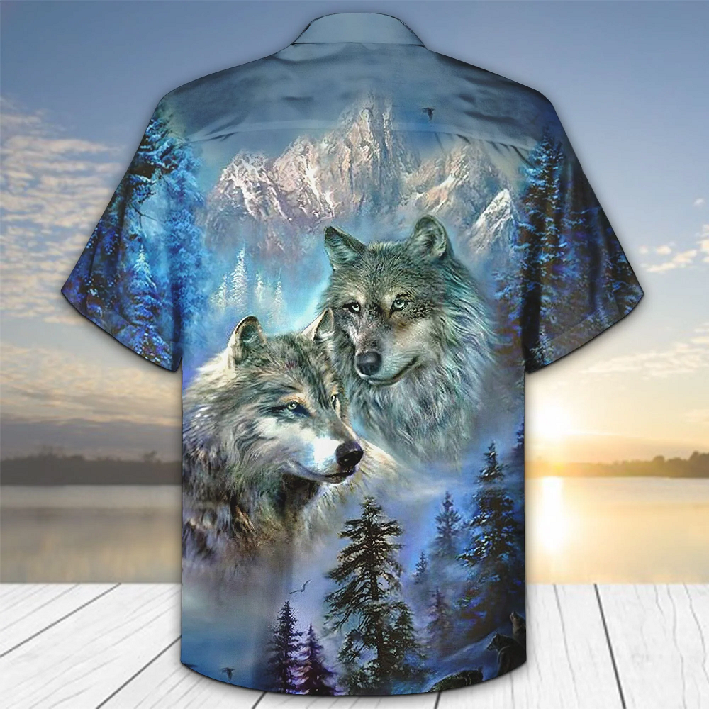 Wolf Couple 3D All Over Printed Hawaii Shirt