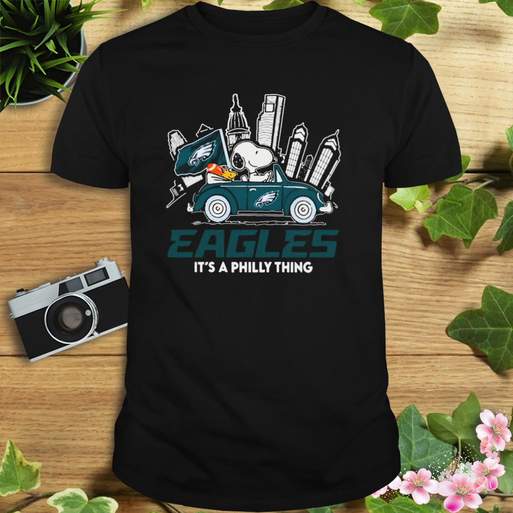 2023 Philadelphia Eagles Snoopy And Woodstock Drive Car It’s A Philly Thing Men’s Shirt